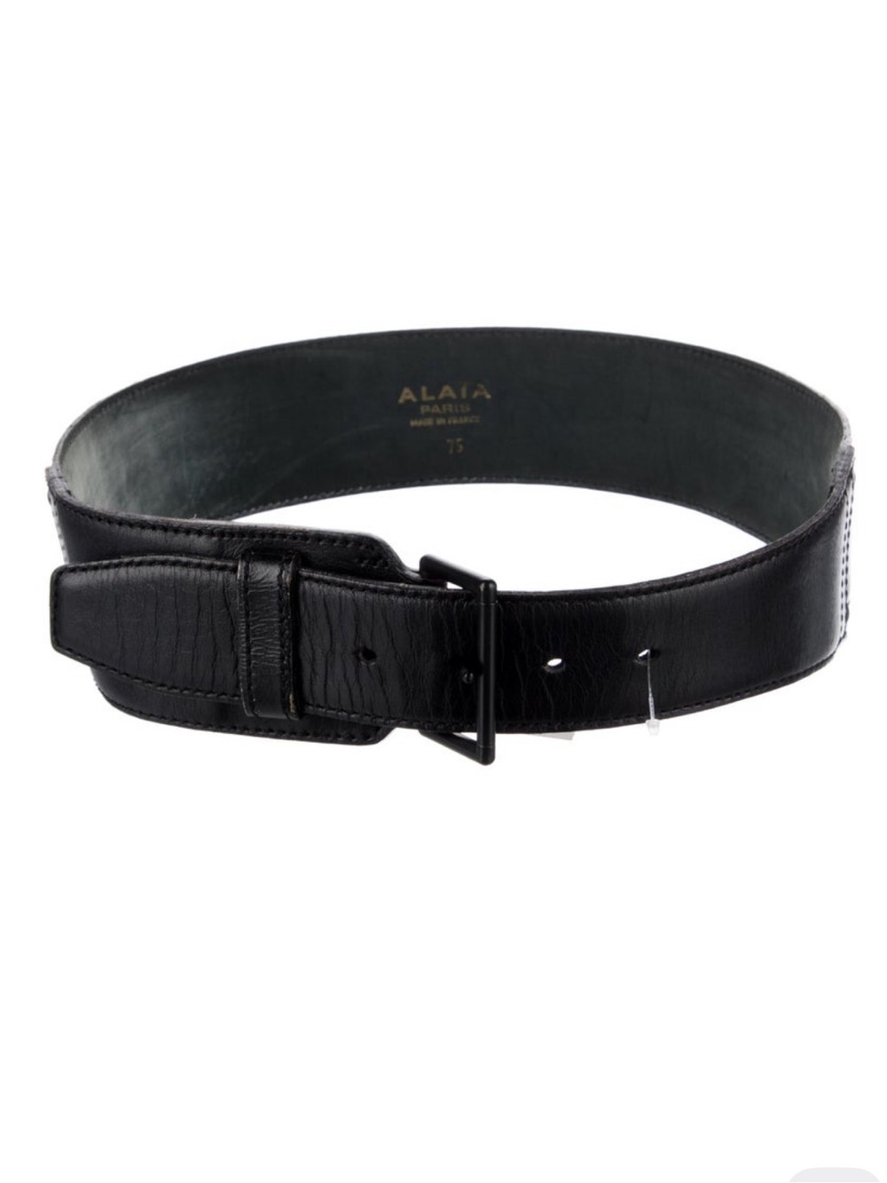 Alaïa Wide Black Leather Waist Belt – XS